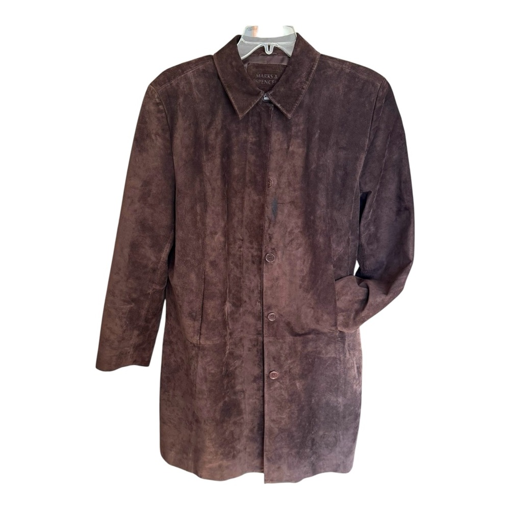 MARKS & SPENCER Brown Suede Jacket Size UK 16 US 12 tighter fit